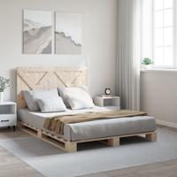 Bedframe met hoofdbord massief grenenhout 100x200 cm - thumbnail
