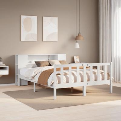 Bed met boekenkast zonder matras grenenhout wit 160x200 cm - thumbnail