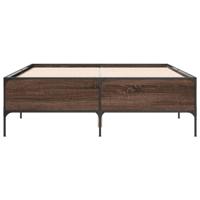 Bedframe bewerkt hout metaal bruin eikenkleur 120x190 cm - thumbnail