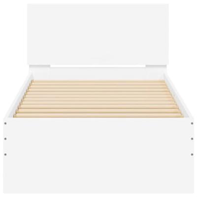 Bedframe met hoofdbord en LED-verlichting wit 90x190 cm