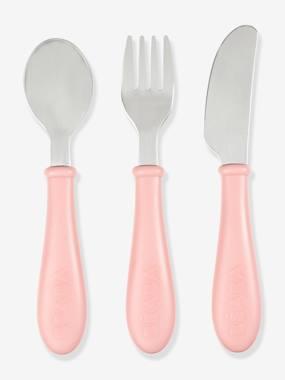BEABA Set van 3 oudroze roestvrijstalen bestek
