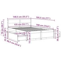 Bedframe zonder matras massief grenenhout wasbruin 135x190 cm - thumbnail