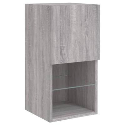 4-delige Tv-wandmeubelset met LED bewerkt hout grijs sonoma
