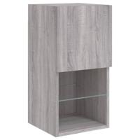 4-delige Tv-wandmeubelset met LED bewerkt hout grijs sonoma - thumbnail