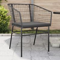 Tuinstoelen 2 st met kussens poly rattan zwart - thumbnail