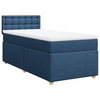 Boxspring met matras stof blauw 90x200 cm - thumbnail