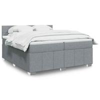Boxspring met matras stof lichtgrijs 200x200 cm - thumbnail