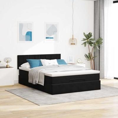 Ottoman bed met matras en LED's 140x200cm fluweel zwart