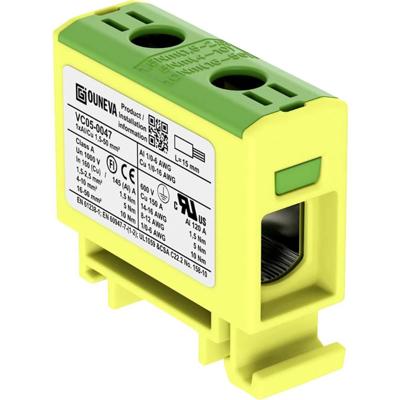 Ouneva Group VC05-0047 Verdeelblok Schroeven Geel-groen 1 stuk(s) Single