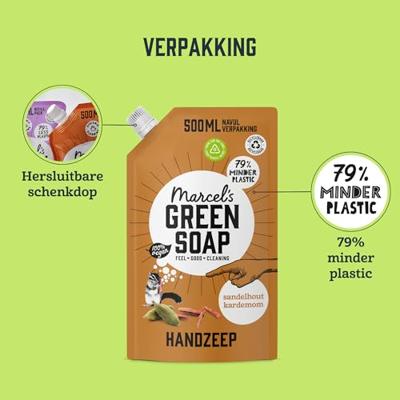 Marcel&apos;s Green Soap Handzeep sandelhout & kardemom 500ml navulzak