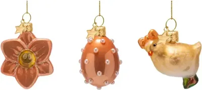 Vondels paashanger kuiken, ei en bloem 6cm multi 3 stuks