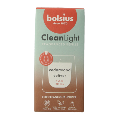 Bolsius cleanlight navulling Cedarwood & Vetiver