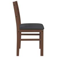 Eetkamerstoelen met kussens 2 st massief hout rubber bruin - thumbnail