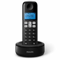 Philips D1611B/34 draadloze vaste telefoon, achtergrondverlichting, HQ-geluid, Agenda 50 nummers, laag stroomverbruik, beller-identificatie, bereik 50 m - 300 m, zwart (compatibel: ES, IT, FR) - thumbnail