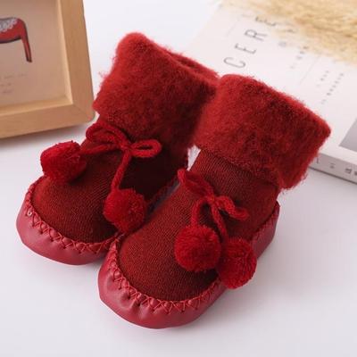 Winter baby warmer vloer sokken anti-slip baby stap sokken grootte: 13cm (rood)