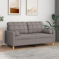 Tweezitsbank met sierkussens 140 cm stof taupe - thumbnail