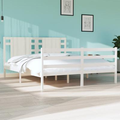 Bedframe zonder matras massief grenenhout wit 150x200 cm