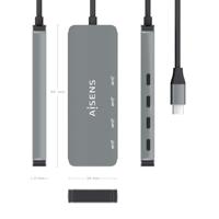 AISENS HUB USB 3.2 GEN2 10G USB-C/M-4XUSB-C/H 15CM GRAU - thumbnail
