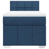 Boxspring met matras stof blauw 90x200 cm - thumbnail