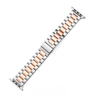 Stalen schakelband - Zilver met rosé goud - Geschikt voor Apple watch 38mm / 40mm / 41mm / 42mm Stalen schakelband - Zilver met rosé goud - Geschikt voor Apple watch 38mm / 40mm / 41mm / 42mm