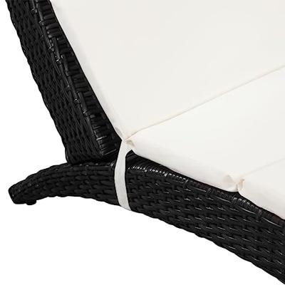 Ligbed met kussen inklapbaar poly rattan zwart