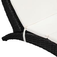 Ligbed met kussen inklapbaar poly rattan zwart - thumbnail