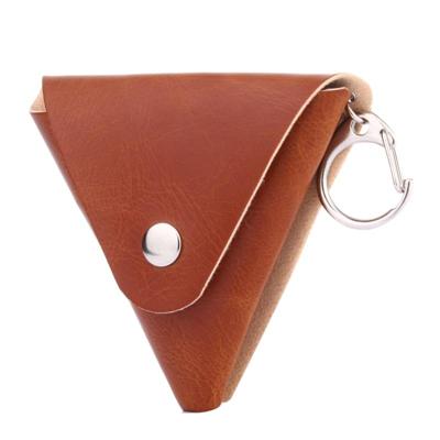 Driehoekig Leren Hoesje voor Fidget Hand Spinner, Afmeting: 9 x 9 cm (bruin)