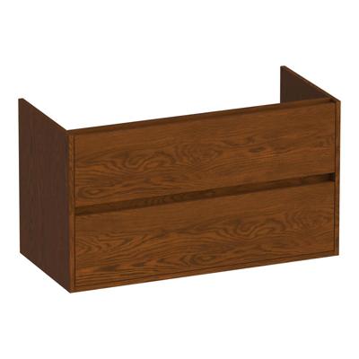 Brauer Adore - Onderkast - 100 cm - met 2 Softclose Lades Greeploos en 1 Sifon Uitsparing - Lamellen Eiken Bruin