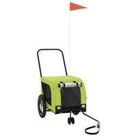 Hondenfietstrailer oxford stof en ijzer groen en zwart - thumbnail