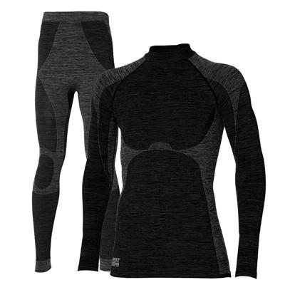 Heatkeeper Thermoset Heren Premium - Thermoshirt + Thermo Legging - Zwart Melange-XXL