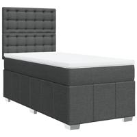 Boxspring met matras stof donkergrijs 90x200 cm - thumbnail