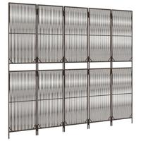 Kamerscherm 5 panelen poly rattan bruin - thumbnail