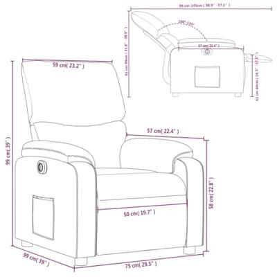 Fauteuil verstelbaar elektrisch stof donkerbruin - thumbnail