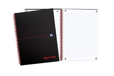Oxford BLACK N' RED spiraalblok karton, 140 bladzijden ft A4, gelijnd