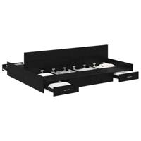 Opbergbedframe met lade Zwart eiken 140 x 200 cm Bewerkt hout - thumbnail