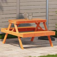 Picknicktafel 105x134x75 cm massief grenenhout wasbruin - thumbnail