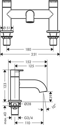 Badrandmengkraan HansGrohe Vernis Blend 2-gats Chroom Badrandmengkraan HansGrohe Vernis Blend 2-gats Chroom