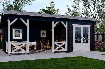 Interflex 6732 Blokhut 667x320 cm 40 mm vuren compleet gecoat- Kapschuurdak- - Interflex