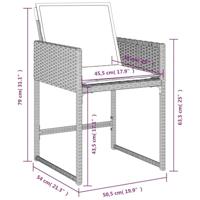 Tuinstoelen 4 st met kussens poly rattan lichtgrijs - thumbnail