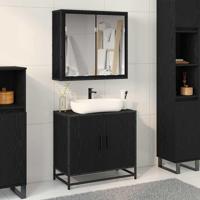Badkamermeubelset met opslag 2 pcs Zwart eiken 65 x 33 x 60 cm - thumbnail