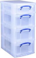 Really Useful Box trolley met 4 opbergdozen, zwart - thumbnail