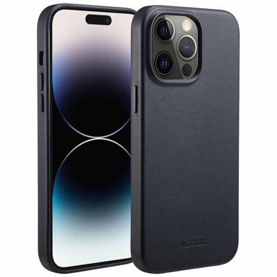 Accezz MagSafe Leather Backcover iPhone 14 Pro Max Telefoonhoesje Zwart