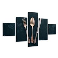 Schilderij - Oud eetgerei, 5luik, Premium print - thumbnail