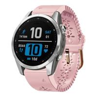 By Qubix - Flower siliconen bandje - Roze - Compatible met Garmin Fenix 7s/6s/5s / Instinct 2s / Epix Pro Gen 2 (42mm) - Compatible Garmin bandje - Bandbreedte: 20mm - thumbnail