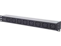 Intellinet 163613 19 inch Stekkerdoos voor patchkast 1 HE Apparaatcontactdoos C19 16A Vast inbouw Geschikt voor kastdiepte: vanaf 300 mm Zwart, Zilver - thumbnail