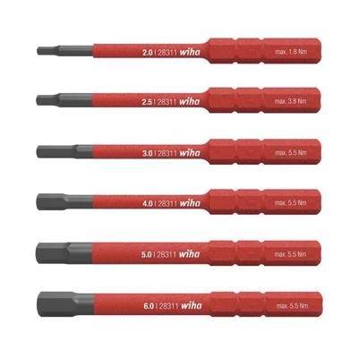 Bitset WIHA slimBit electric Sleufkop, 6-delig