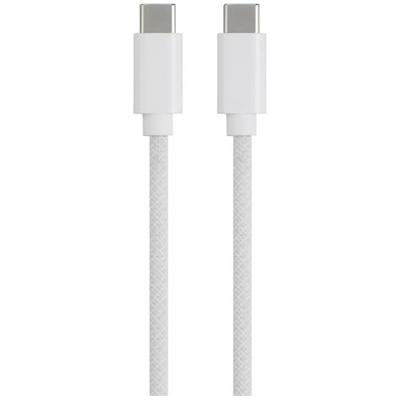 Renkforce USB-kabel USB 2.0 USB-C stekker, USB-C stekker 1.00 m Wit Met magnetische opwikkeling, Stoffen mantel RF-6437918