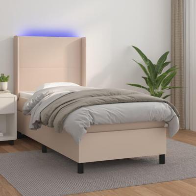 Boxspring met matras en LED kunstleer cappuccinokleur 90x200 cm