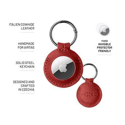 FIXED Leather Case for AirTag red