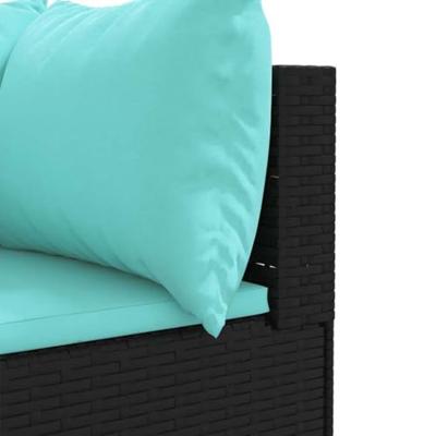 8-delige Loungeset met kussens poly rattan zwart
